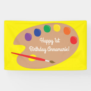 Art Paint Palette Cute 1st Birthday Party Banner