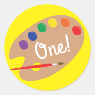 Art Paint Palette Cute 1st Birthday Party Classic Round Sticker