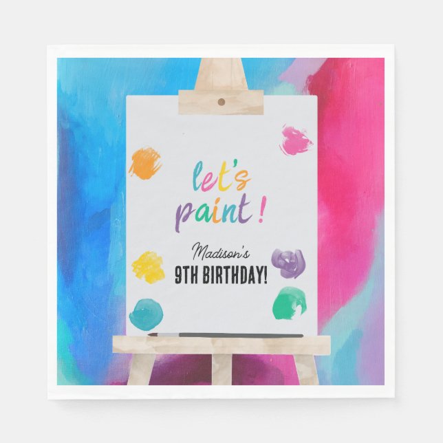 Art Painting Artist Paint Birthday Theme Napkin (Front)
