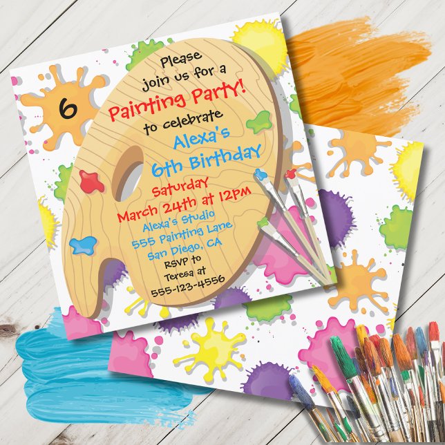 Art Painting Birthday Party Invitations (Creator Uploaded)