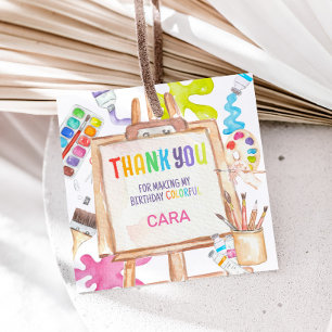 Art Painting Birthday Party Square Favour Tags