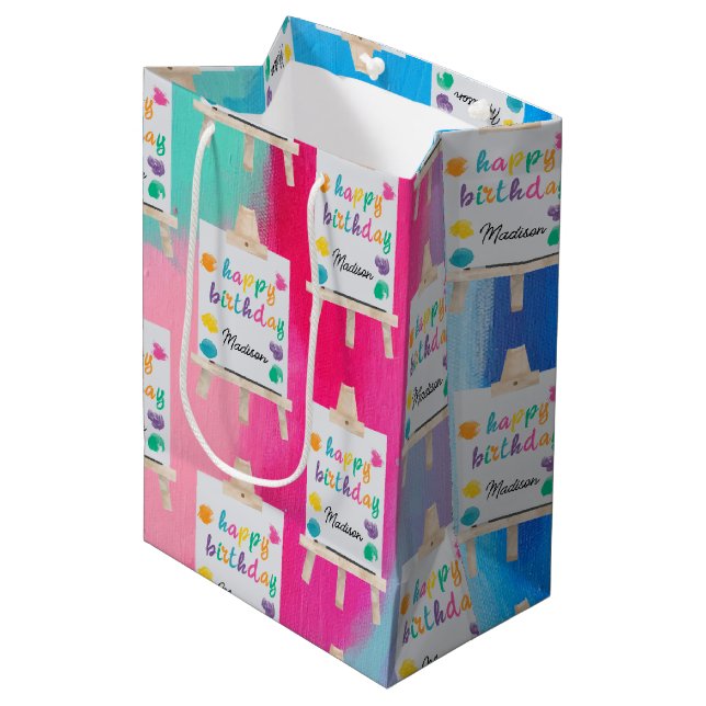Art Painting Craft Artist Paint Birthday Theme Medium Gift Bag (Front Angled)