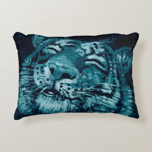 Art painting Fine art Oil colour cute tiger in dar Decorative Cushion