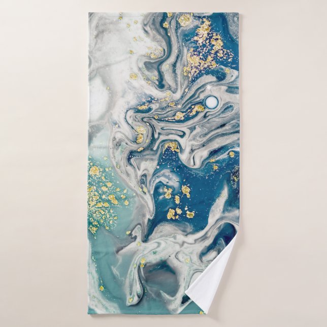 Art, painting- Natural grey colour: metallic, silv Bath Towel (Bath Towel)