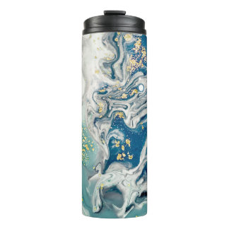 Art, painting- Natural grey colour: metallic, silv Thermal Tumbler