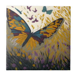 Art Painting of a butterfly Tile