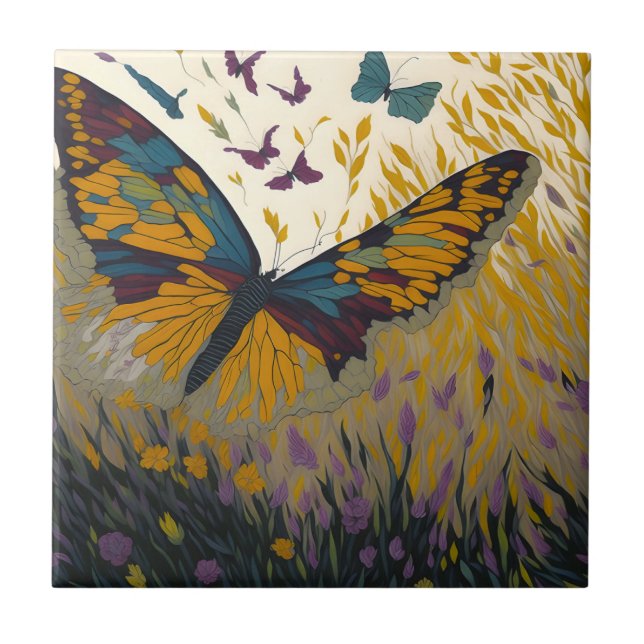Art Painting of a butterfly Tile (Front)