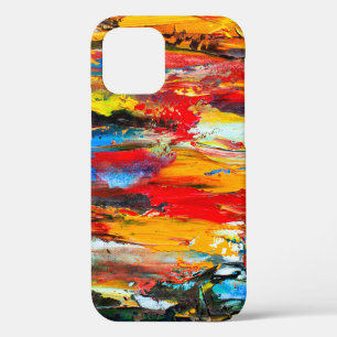 Art painting with palette knifeblack,paris,red,whi iPhone 12 case