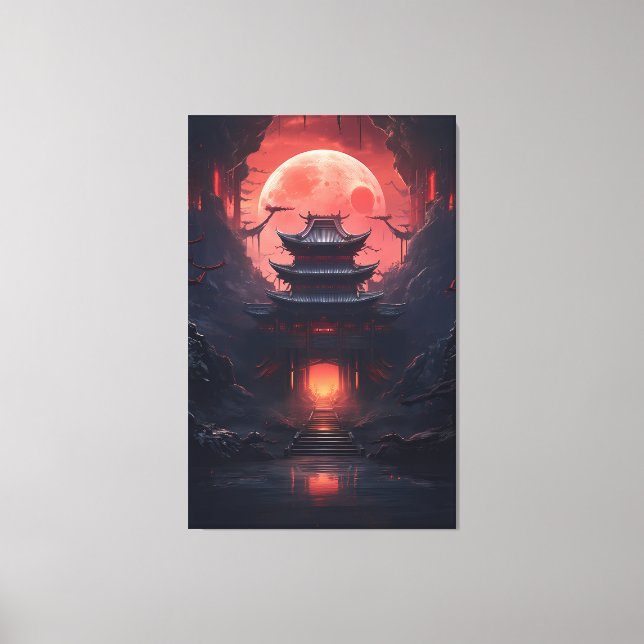 Art Painting Yin and Yang Bridge and Temple Canvas Print (Front)