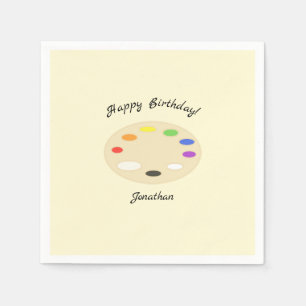 Art Palette Personalised Cream Birthday Napkin