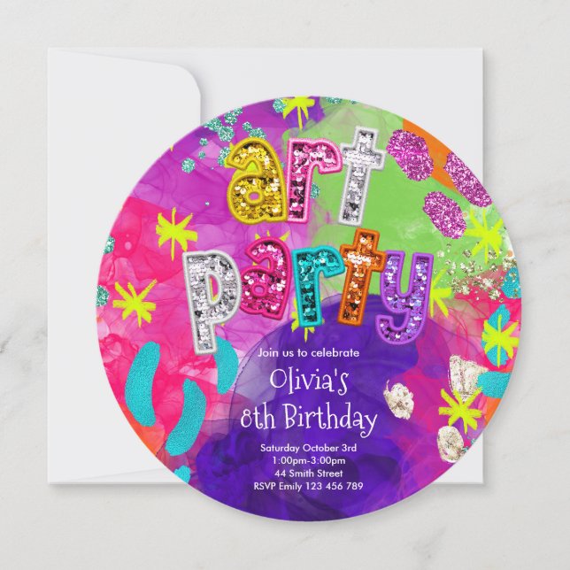 Art Party Birthday Invitation (Front)