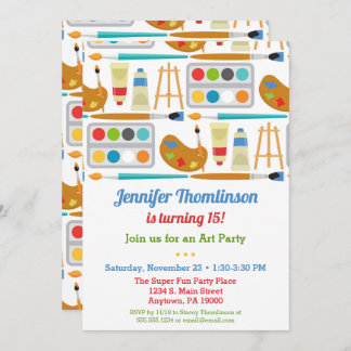 Art Party Birthday Invitation Painting Arts Crafts
