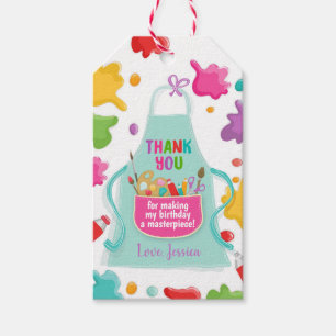 Art Party Favour Tags Craft Birthday Painting Girl