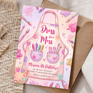 Art Party Girls Dress for a Mess Birthday Invitation