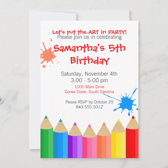 Art Party Invitation (Front)