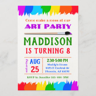 Art party invitation, Art birthday party invite