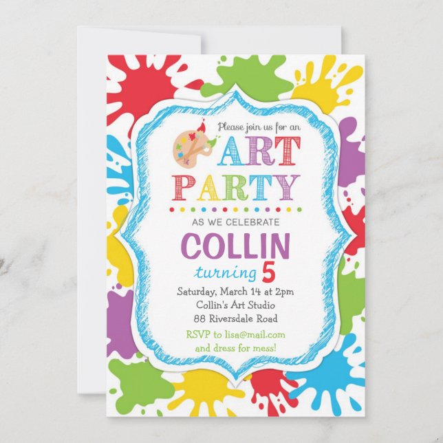 Art Party Invitation / Art Party Birthday Invite (Front)