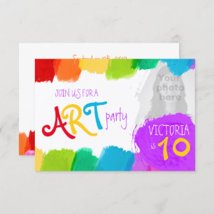 Art party painting 10th birthday party invite