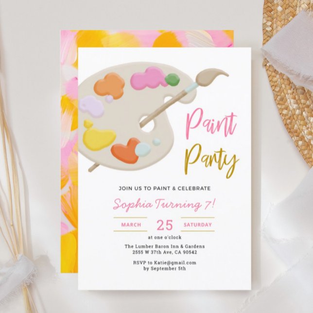 Art Party Painting Birthday Party Girl Invitation (Creator Uploaded)