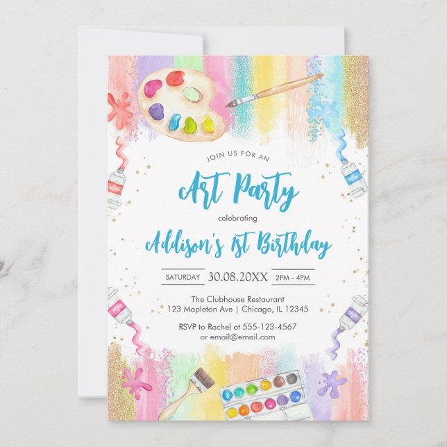 Art Party Painting Craft Birthday Invitation (Front)