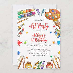 Art Party Painting Craft Birthday Party Invitation