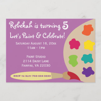 Art Party Palette Invites - Purple