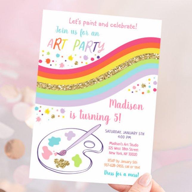 Art Party Rainbow Birthday Invitation (Creator Uploaded)