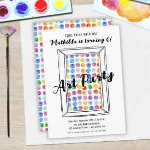 Art Party Rainbow Polka Dots Birthday Invitation