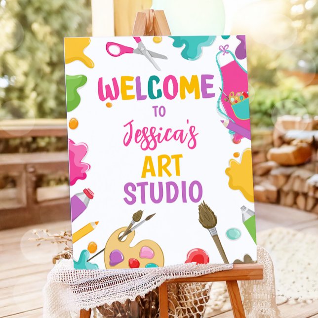 Art Party Studio Craft Paint Artist Girl Birthday Poster (Creator Uploaded)