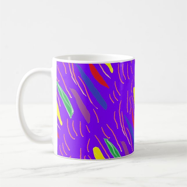 Art pattern on brite purple coffee mug (Left)