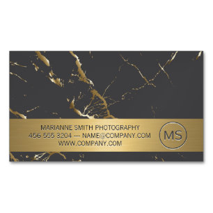 Art Photographer Gold Grey Marble Magnetic Business Card