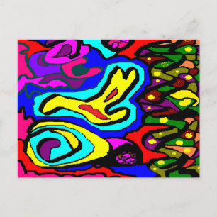 Art picture with lots of colour bright and buzzing postcard