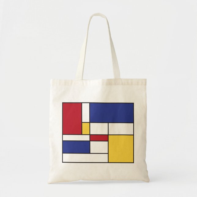 Art Piet Mondrian Style Colourful Tote Bag (Front)