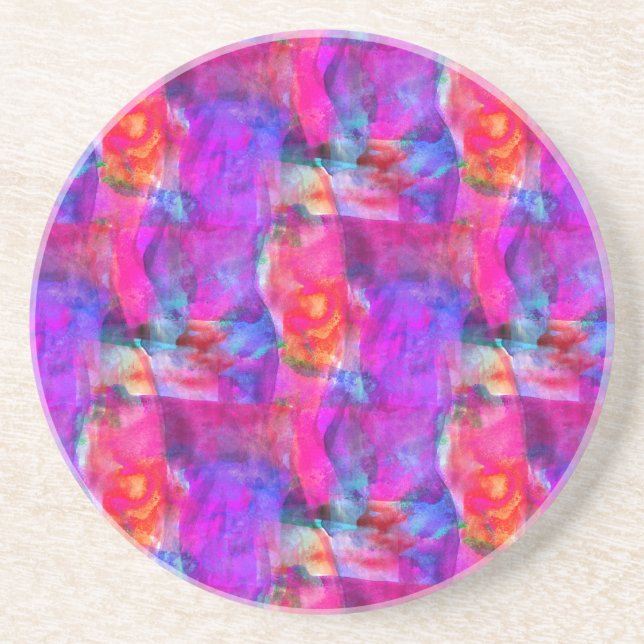 Art pink, blue, red texture background coaster (Front)