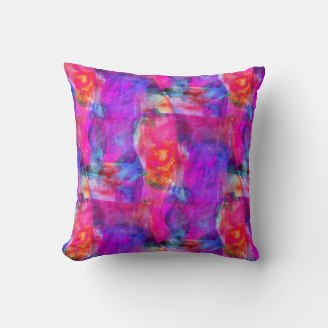 Art pink, blue, red texture background cushion (Front)