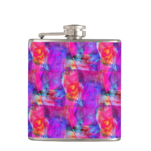 Art pink, blue, red texture background hip flask