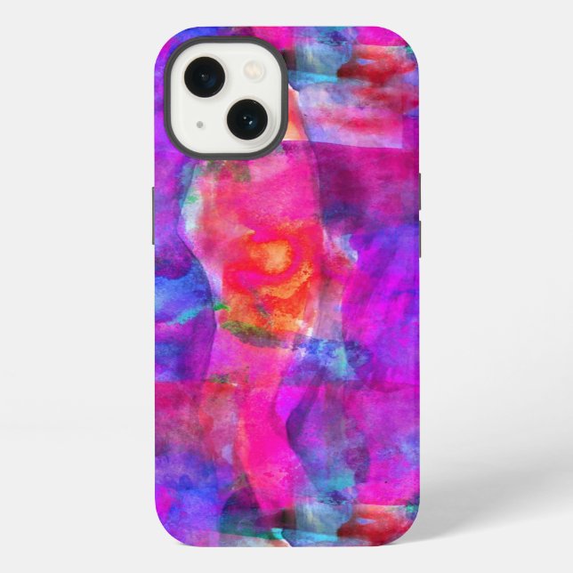 Art pink, blue, red texture background iPhone case (Back)