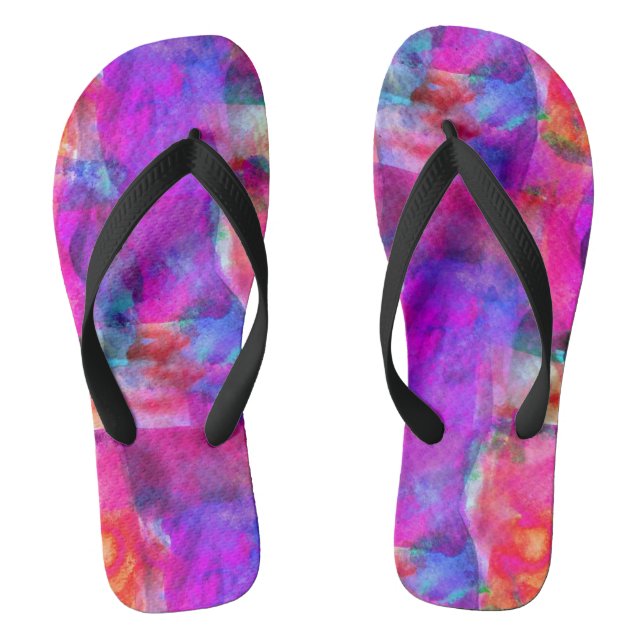 Art pink, blue, red texture background jandals (Footbed)