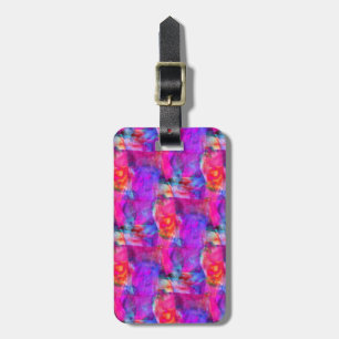 Art pink, blue, red texture background luggage tag