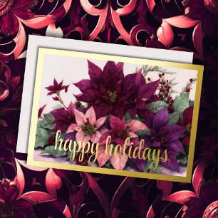 Art Poinsettia Arrangement Burgundy Purple Peach