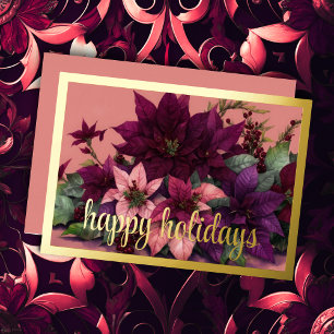 Art Poinsettia Arrangement Burgundy Purple Peach