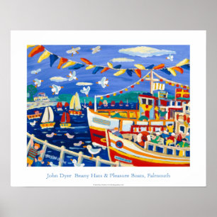 Art Poster: Beany Hats & Pleasure Boats, Falmouth Poster