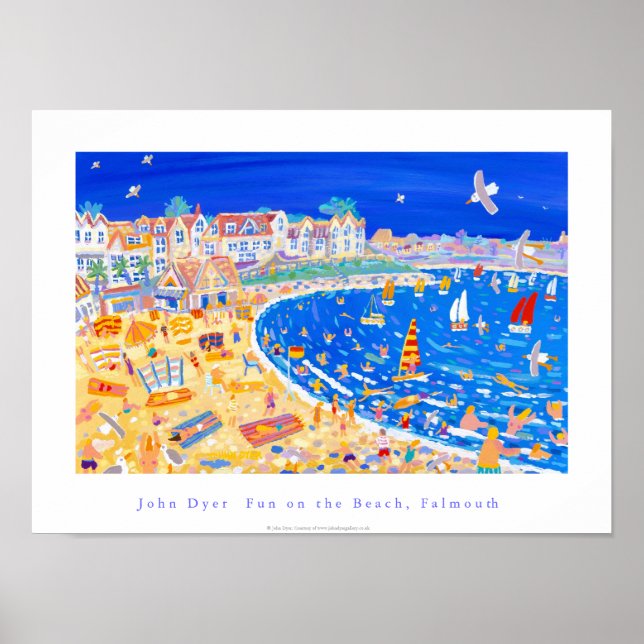 Art Poster: Gylly Beach Cafe. "Fun on the Beach" Poster (Front)