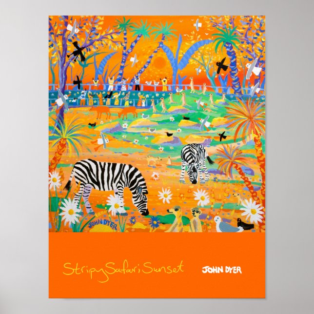 Art Poster: Stripy Safari Sunset at the Zoo Poster (Front)