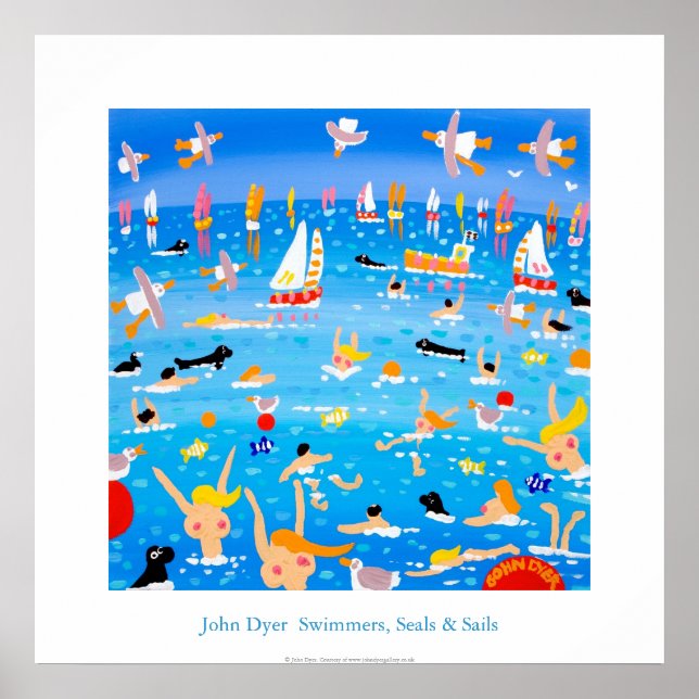 Art Poster: Swimmers, Seals and Sails. Poster (Front)