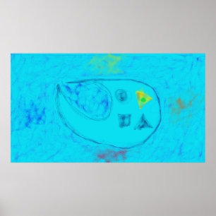 Art Potpourri  Aqua Blue Minimal Abstract Art Poster