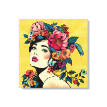 Art Print Canvas Woman With Flower Wreath