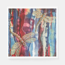 Art print, dragonflies, paper napkins.