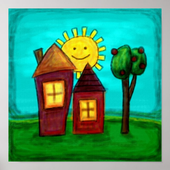 Art Print, Happy Houses Poster (Front)