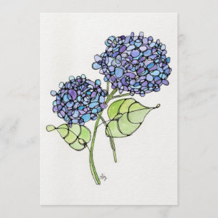 Art Print - Hydrangea - Watercolor & Ink  Card